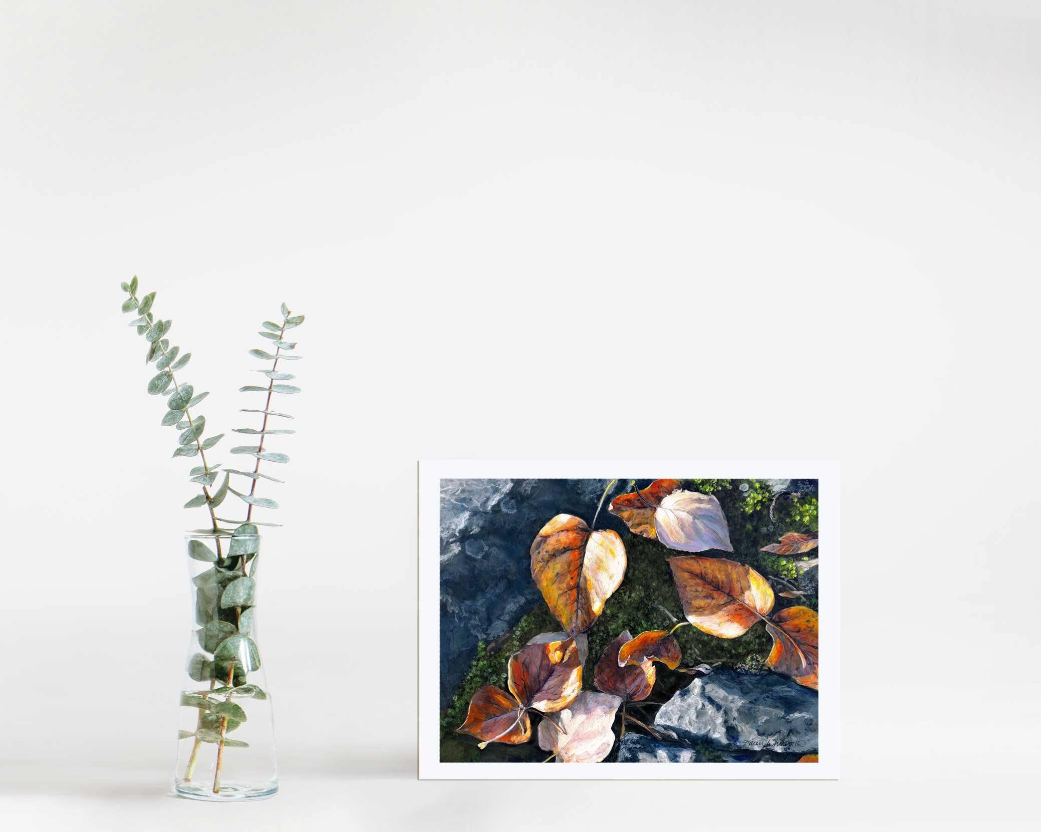 Wall art print of autumn leaves painting by nature artist Karen Whitworth
