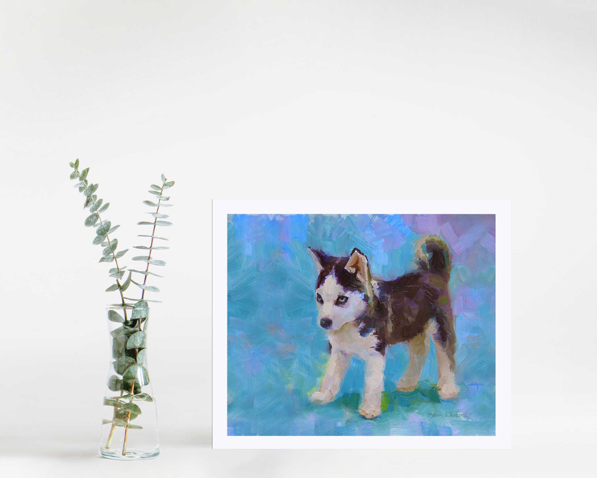 Siberian Husky Art Print of Cute Sled Dog Puppy