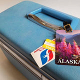 Eagle River Summer Alaska Luggage Tags Featuring a Black Capped Chickadee With Fireweed Wildflowers