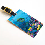 Secret Sanctuary - Hawaiian Luggage Tags Featuring a Underwater Coral Reef and Sea Turtle