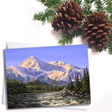 Majestic Alaska Denali Mountain landscape greeting card by artist Karen Whitworth.