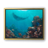 Underwater Wall Art Canvas of Manta Ray and Reef