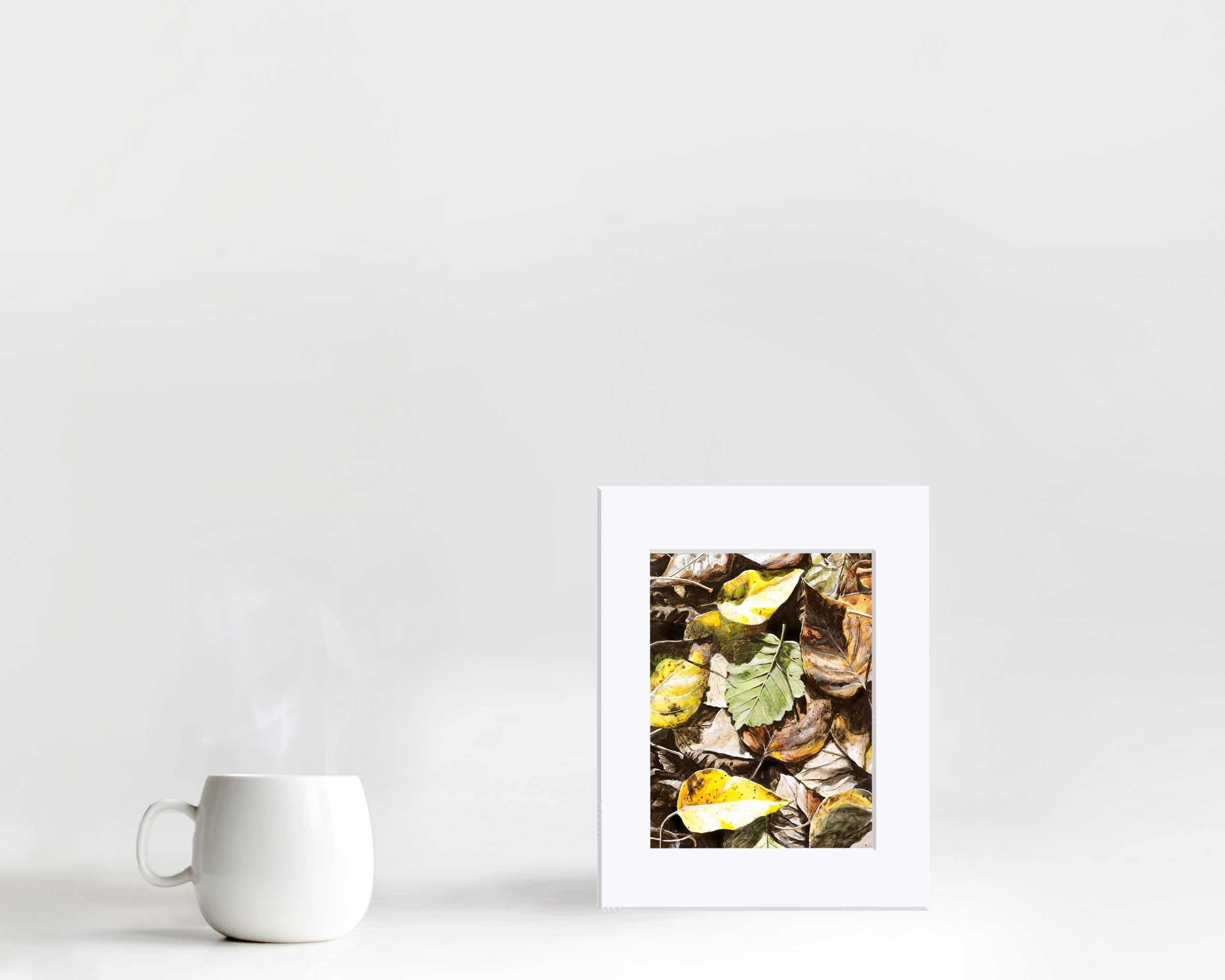 Wall art print of fallen leaves by nature artist Karen Whitworth