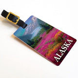 Mendenhall Glacier - Alaska Luggage Tags Featuring a The Majestic Mendenhall Glaciers With a Valley Filled with Wildflowers