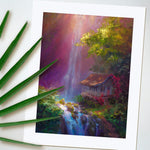 Tropical Waterfall wall art print by Hawaii landscape artist Karen Whitworth 