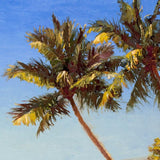 Palm tree painting on canvas with Hawaiian beach landscape by tropical artist Karen Whitworth