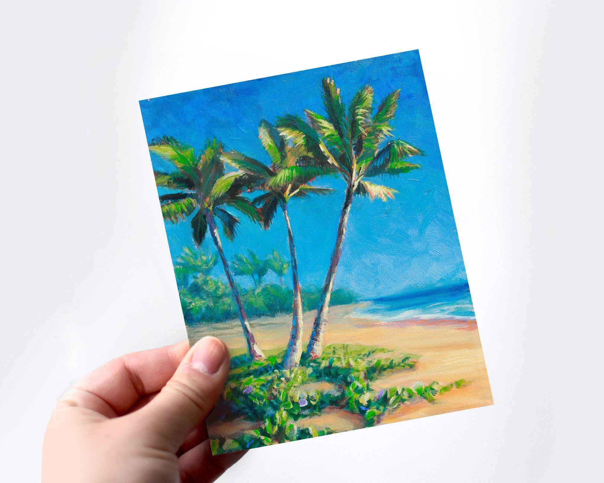 Paradise Palm Trees - Tropical Beach Blank Greeting Card Stationery