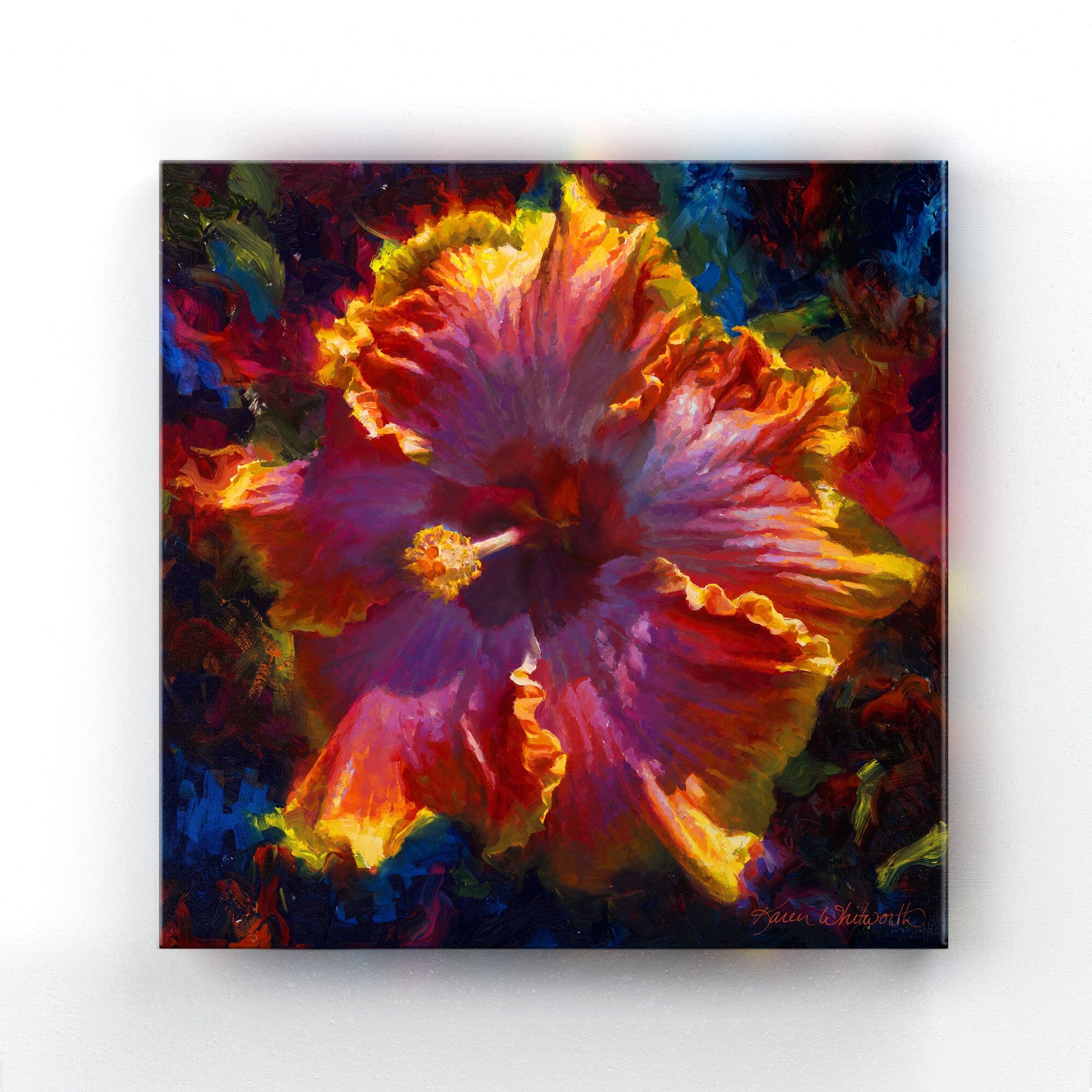 Hibiscus art, Hibiscus fashion oil painting, original art, wall decor, hibiscus, hibiscus painting, floral painting, flowers