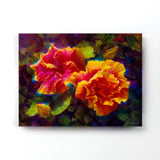 Hawaiian hibiscus painting on canvas by tropical flower artist Karen Whitworth on white wall