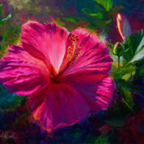 Hawaiian hibiscus painting on canvas by tropical flower artist Karen Whitworth