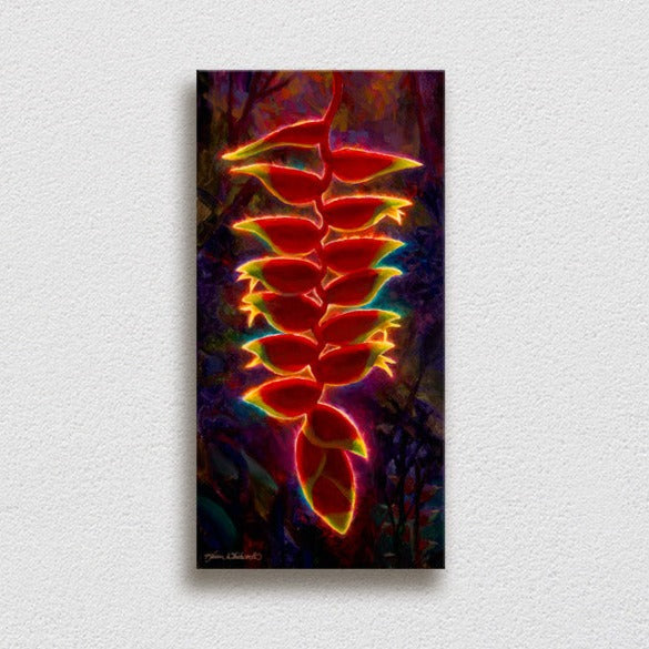 The Gift - Signed Artist Canvas of Tropical Heliconia Hawaiian Flower Painting
