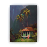 Hidden Cottage Hawaii Landscape Painting - Canvas Wall Art Print - Tropical Escape