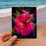 Tropical Hibiscus greeting card with Hawaiian Flowers by Alaska artist Karen Whitworth