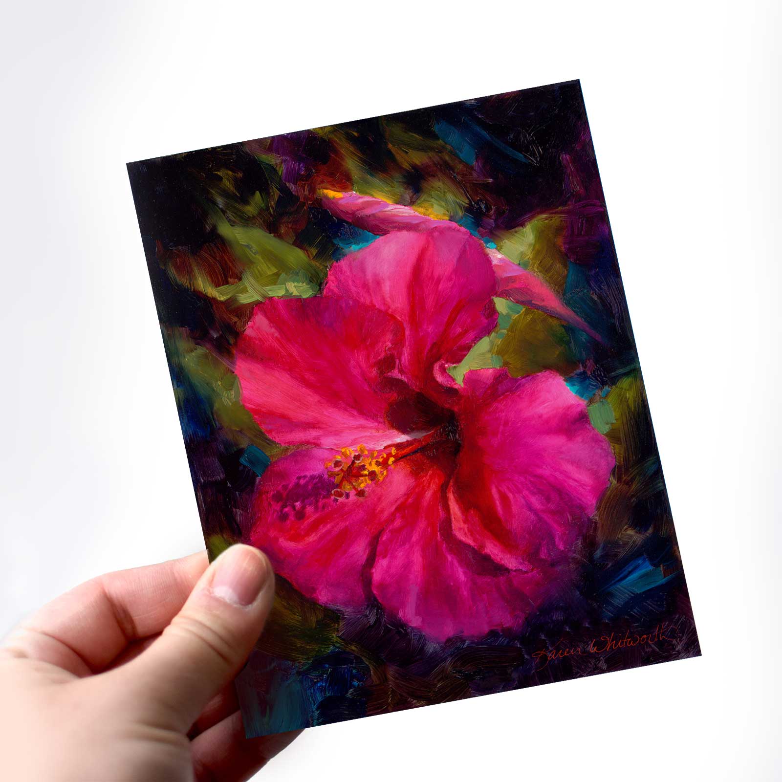 Tropical Hibiscus greeting card with Hawaiian Flowers by Alaska artist Karen Whitworth