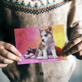 Husky puppy greeting card of Alaska sled dog by Alaska artist Karen Whitworth