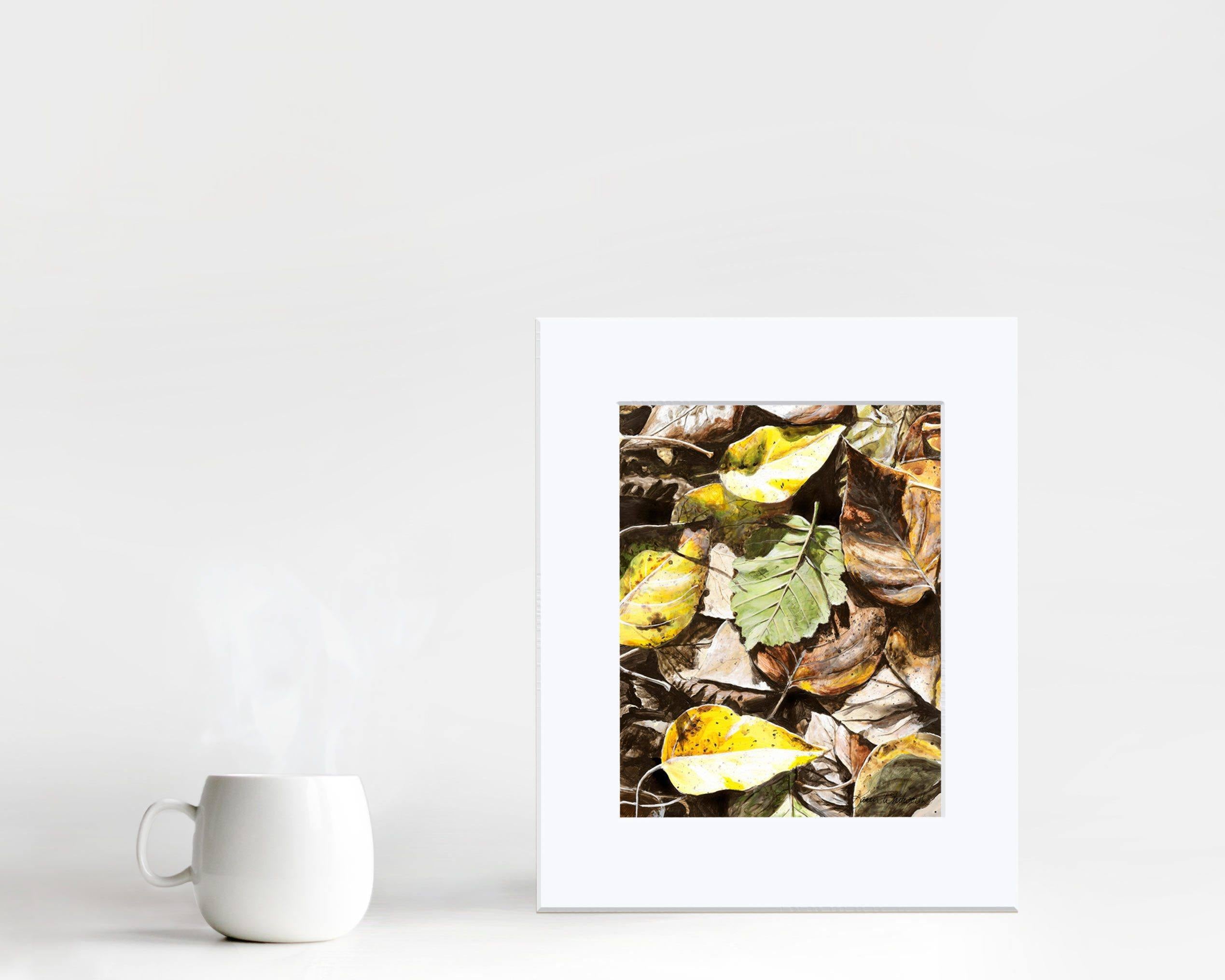 Wall art print of fallen leaves by nature artist Karen Whitworth