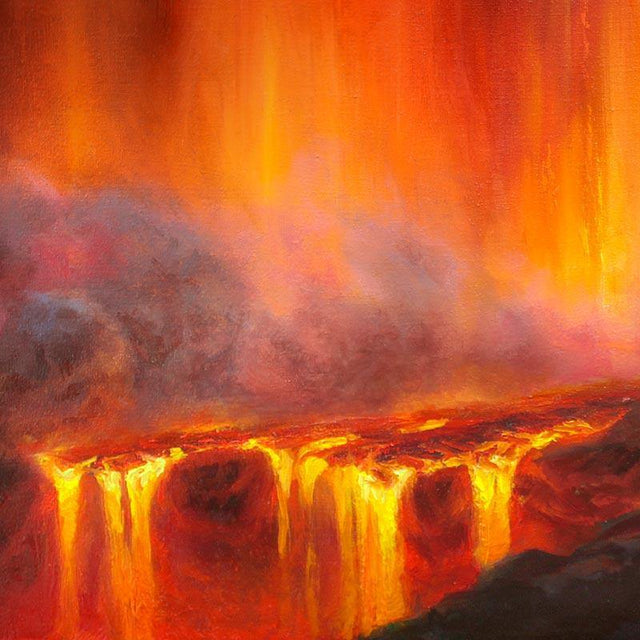 Kilauea Volcano Art on Canvas Vibrant Erupting Lava Painting Art of