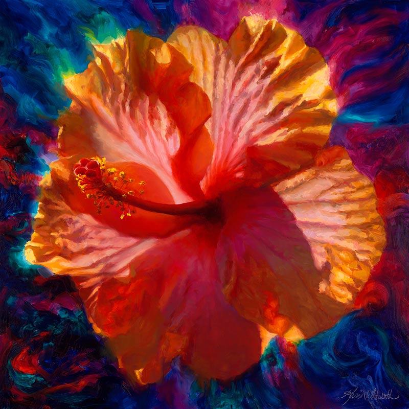 Hawaii hibiscus painting by tropical flower artist Karen Whitworth